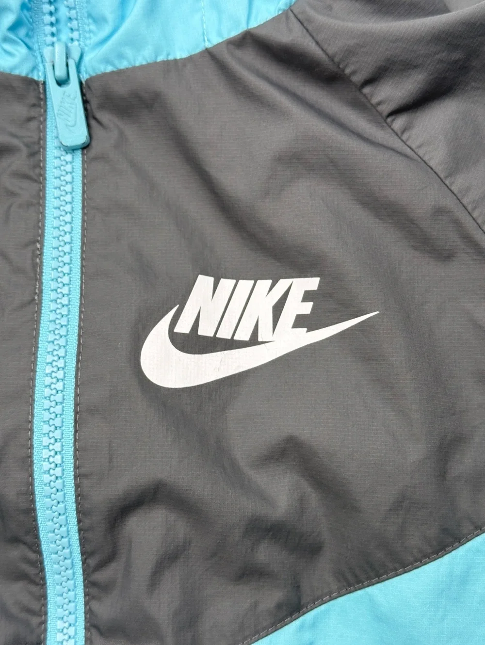Nike Windbreaker Jacket Blue Black Colorblock Hooded - Boys Large